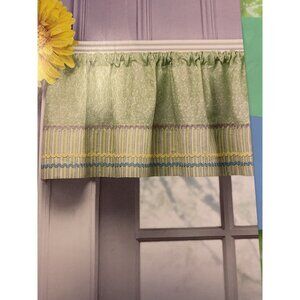 NWT JCPenney Home Retired Window 2 Valances MARISSA Floral Stripe Cottage Green